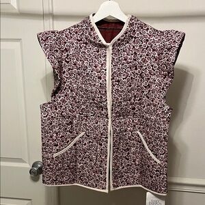 TANKANEO Floral Quilted Vest Violet Purple Boho Sleeveless Jacket NWT Size M